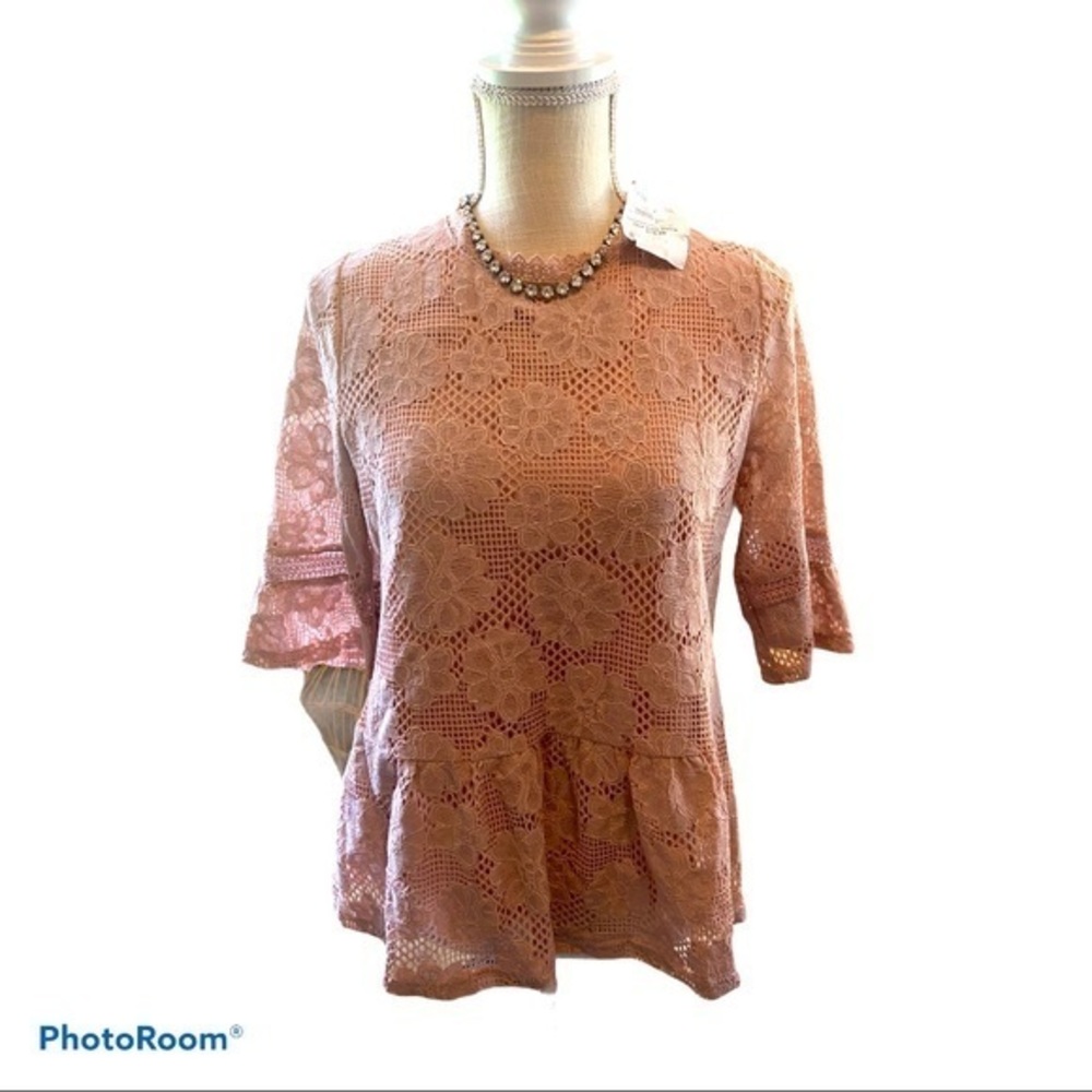 Hazel NWT size‎ Small Dusty Pink Crochet Blouse